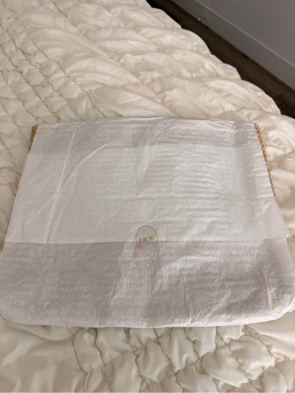 Dior White Quilted Bedding Accent with Gold Logo DIOR BEAUTY